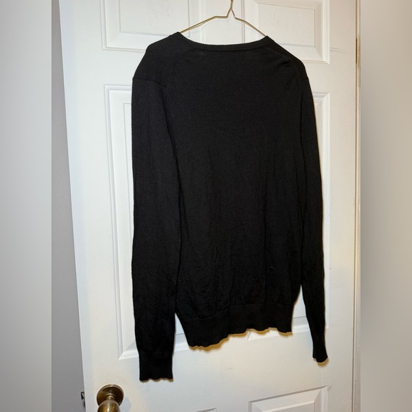 Banana Republic Men's Sweater Extra Fine Merino Wool Large Black V Neck - Picture 4 of 6